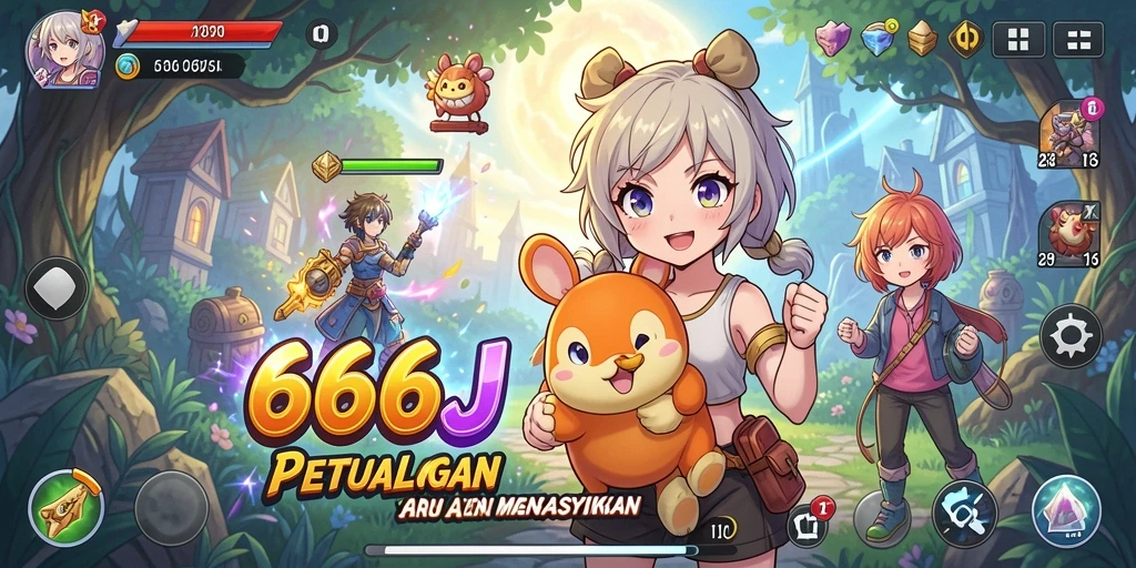 Tampilan gameplay menakjubkan di dalam 666J dengan karakter Anime.