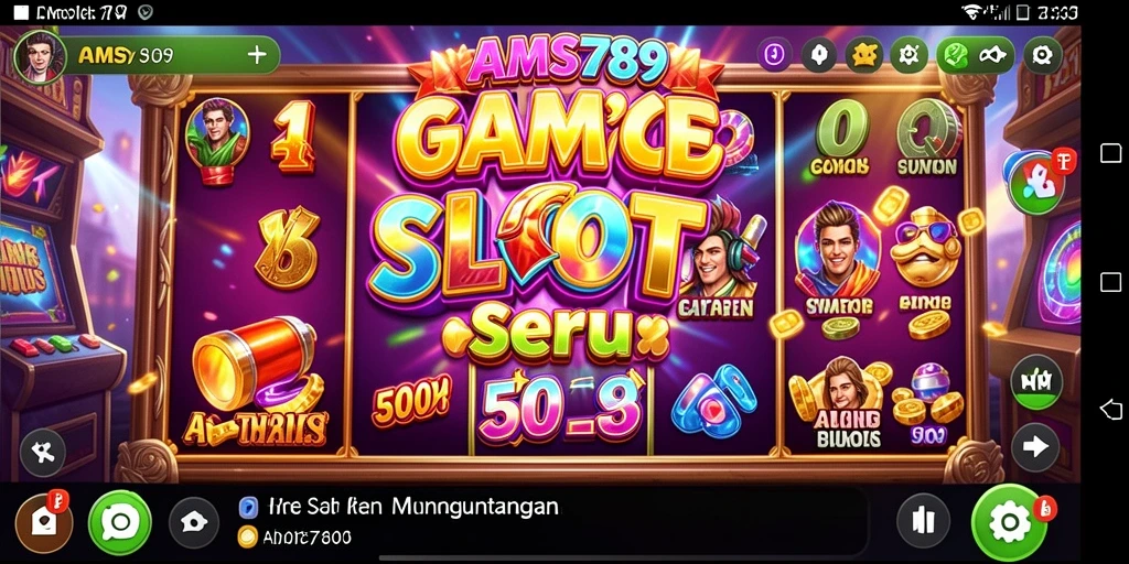 Tampilan gameplay menegangkan dan penuh warna dari game Slot AMS789.