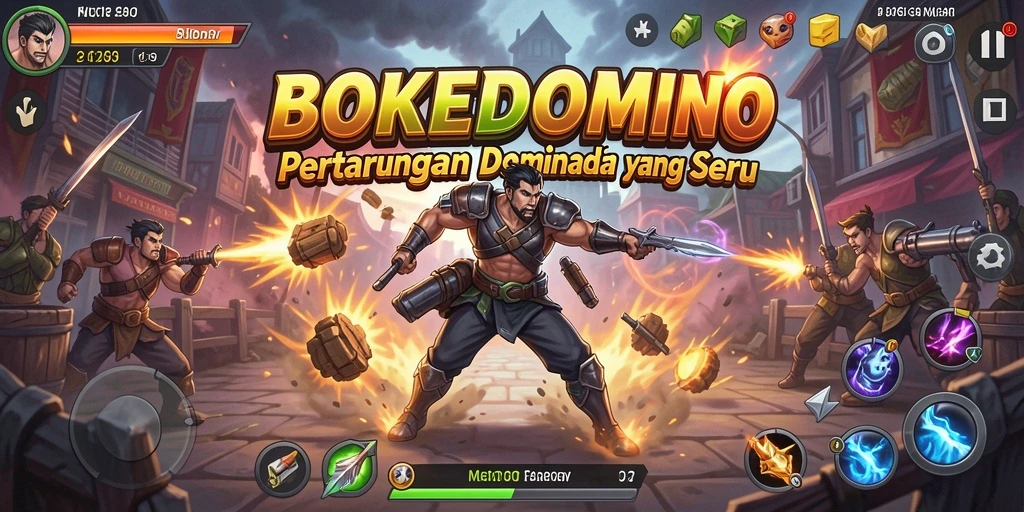 Screenshot gameplay BOKEDOMINO menampilkan pertarungan seru dan aksi cepat.