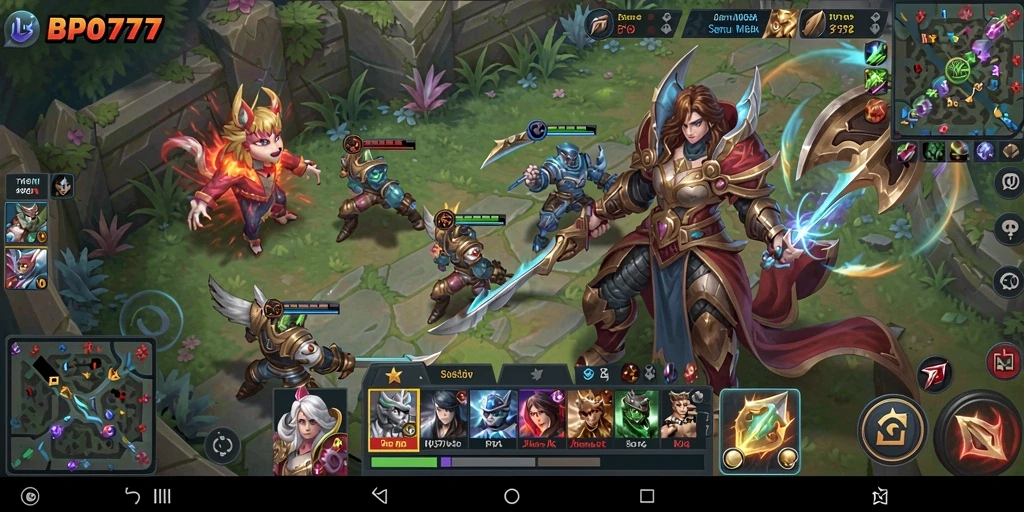 Tampilan gameplay BPO777 yang mendebarkan dalam pertarungan MOBA.