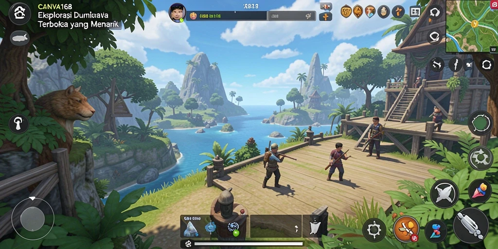Tangkapan layar gameplay CANVA168 menampilkan eksplorasi dunia yang menakjubkan.