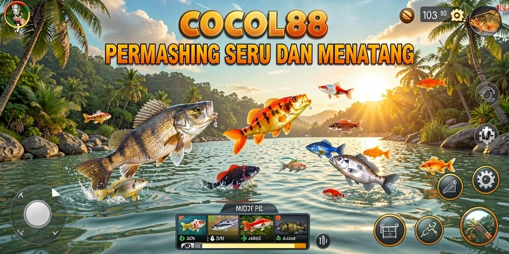 Screenshot gameplay COCOL88 dengan aksi memancing seru.