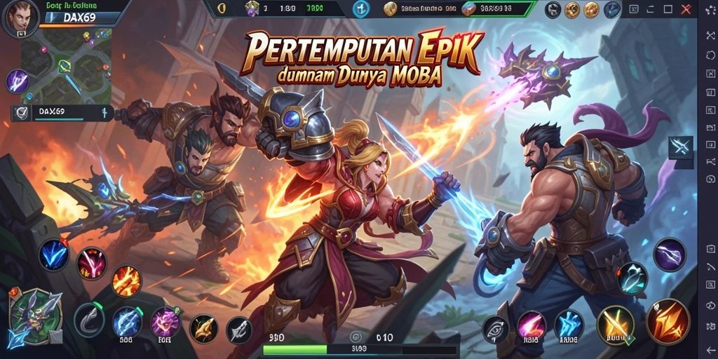Gameplay mendebarkan di dunia MOBA DAX69 dengan grafis yang memukau.