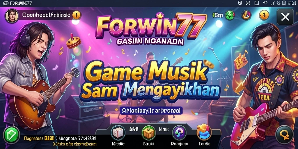 Tampilan gameplay seru dan interaktif dari FORWIN77 dengan berbagai lagu.