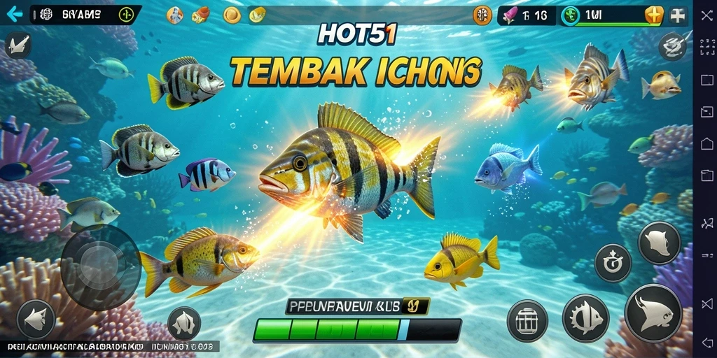 Screenshot gameplay HOT51 yang menampilkan keseruan menembak ikan.