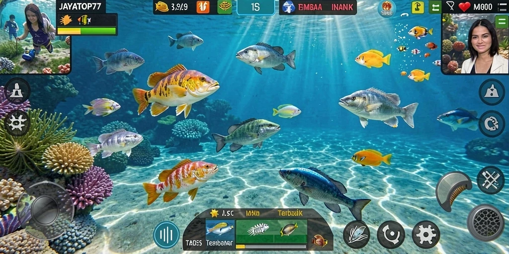 Tampilan gameplay JAYATOP77 dengan aksi Tembak Ikan yang seru.