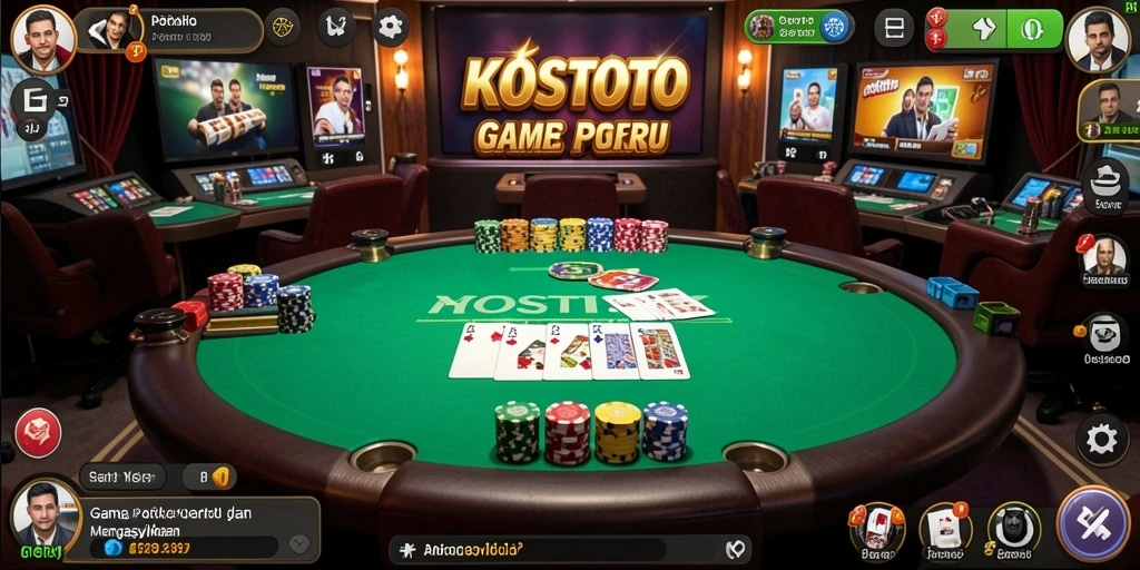 Screenshot KOSTOTO menampilkan suasana permainan Poker yang seru.
