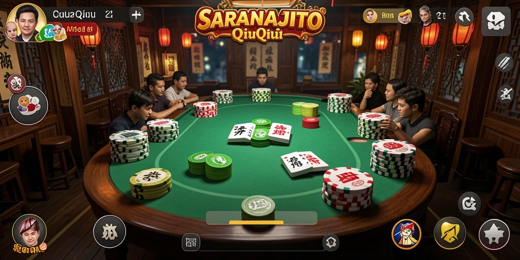 Tampilan gameplay seru dari SARANAJITU dalam permainan QiuQiu.